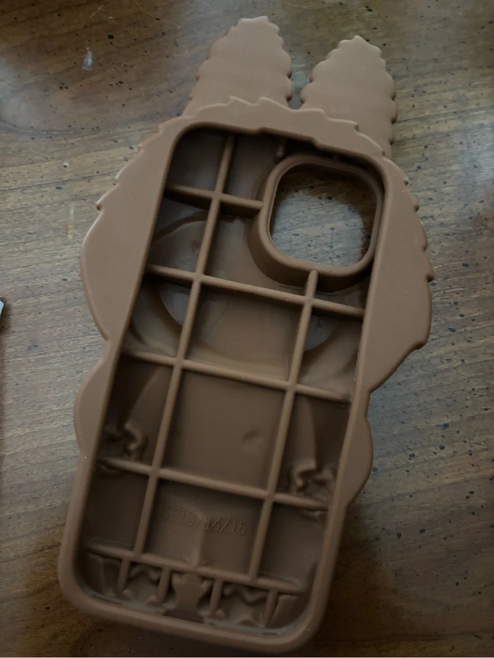 Cute Brown Monster Silicone Phone Case with White Accents iphone 15